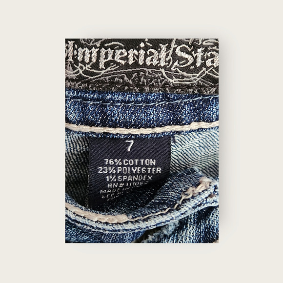 Imperial Star Straight Slim Fit Distressed embellished Girls Jeans Size 7 - Picture 8 of 10